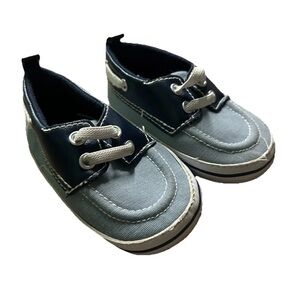 Infant Baby Boy Crib Blue Boat Shoes Size 12-18 Months
